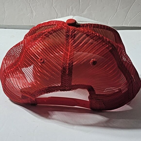 Hard and Long Adult Baseball Cap Red White Trucker Hat Spirit Halloween Snapback - Picture 3 of 5